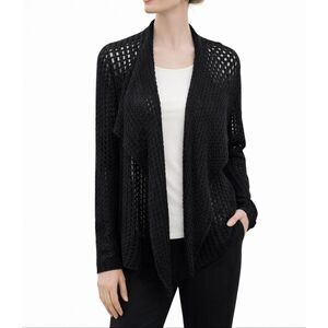 NWT Beyond Threads Baby Alpaca Open Knit Cardigan Sweater Black Large